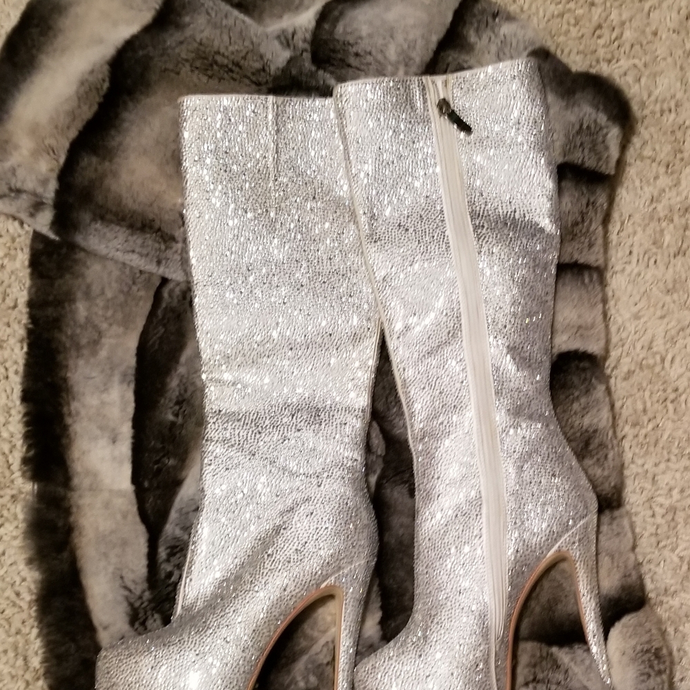 Platform crystal tall boots